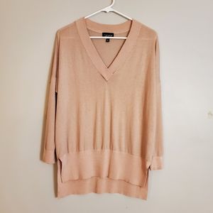 Topshop womens sweater 2 pink knit oversize light weight vneck high low